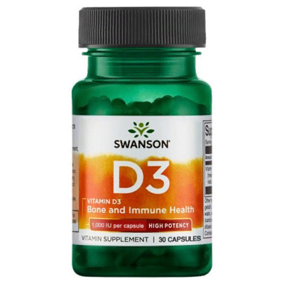 Swanson Vit D-3 High Potency 1000 IU (25 мкг.) (30 капс.)