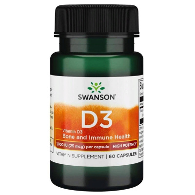 Swanson Vit D-3 High Potency 1000 IU (25 мкг.) (60 капс.)
