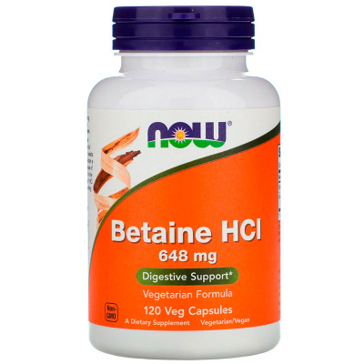 NOW Betaine HCL 648 мг. (120 капс.)