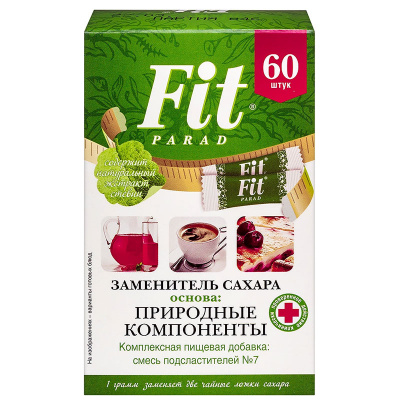 ФитПарад Заменитель сахара "ФитПарад № 7" на основе эритритола в стиках 60 шт. (60 гр.) в интернет-магазине спортивного питания belka.store