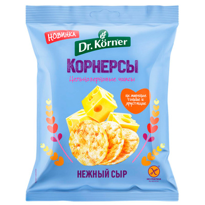 Dr. Korner Чипсы цельнозерновые кукурузно-рисовые с сыром (50 гр.)