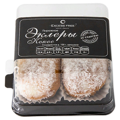 Excess Free Пирожное Эклер со вкусом кокоса (50 гр.)