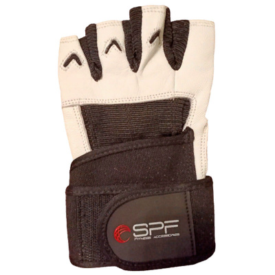 Hunter Sports HS-2021 Перчатки для фитнеса с напульсником, чёрно-белые