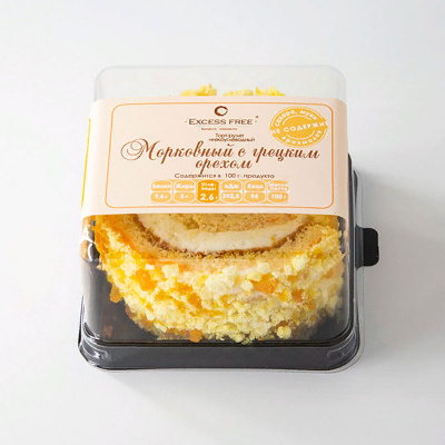 Excess Free Торт-рулет "Морковный с грецким орехом" (100 гр.)